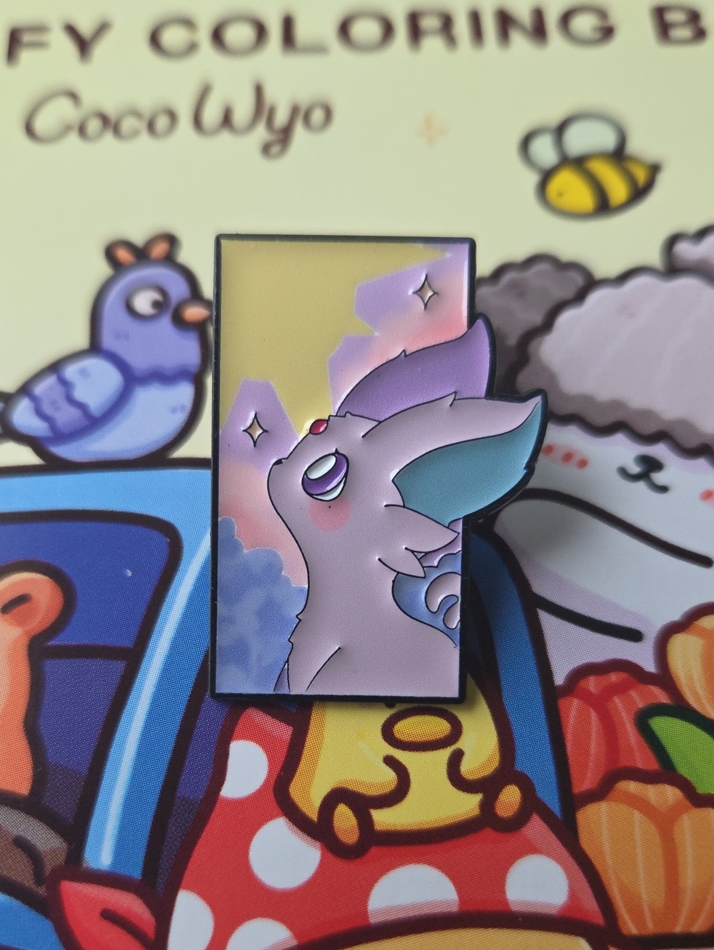 Pokemon Lavender & Teal Espeon Rectangle Enamel Pin
